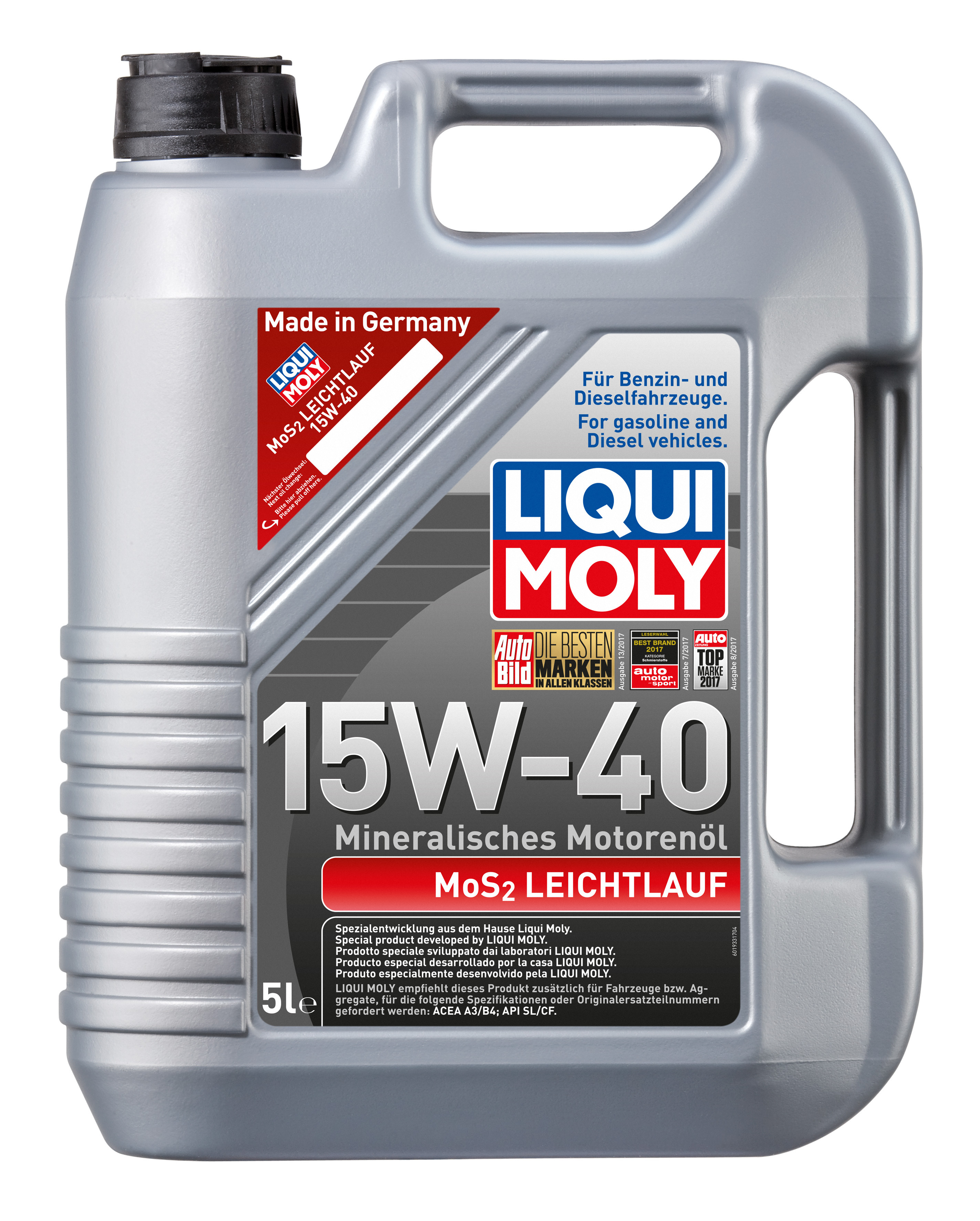 Минеральное моторное масло Liqui Moly MoS2 Leichtlauf 15W-40 5л