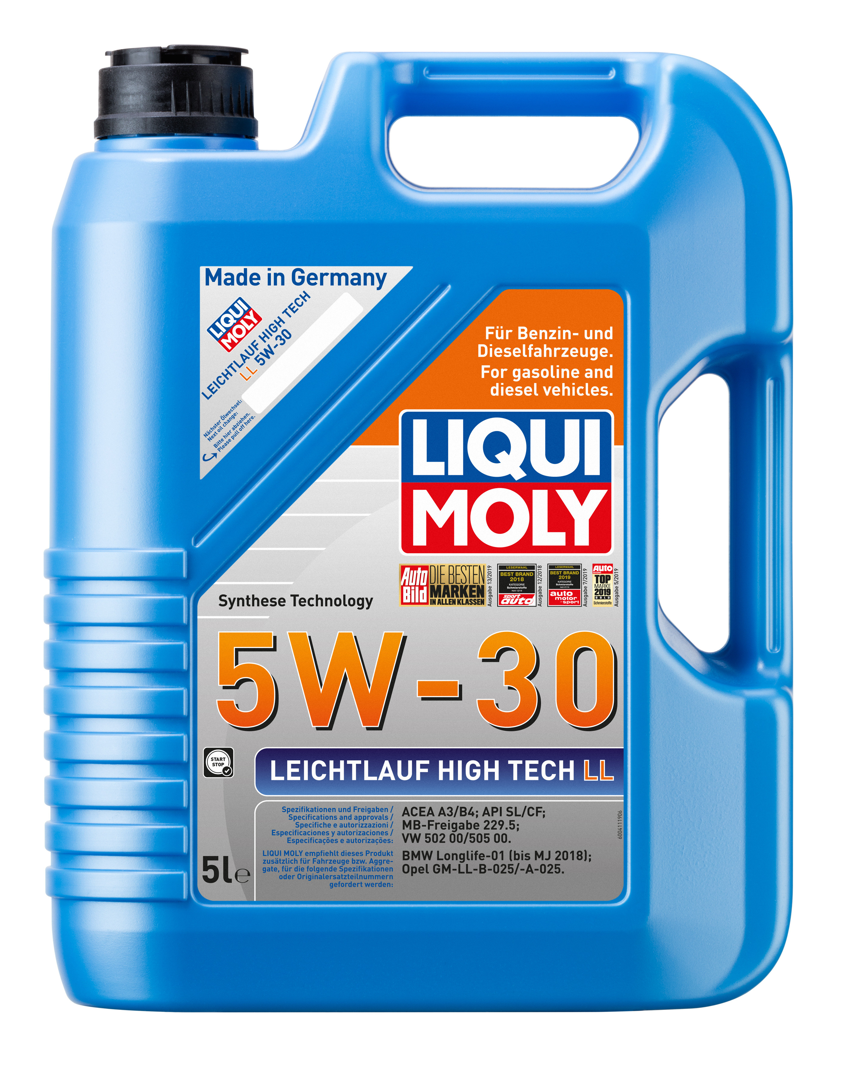 НС-синтетическое моторное масло Liqui Moly Leichtlauf High Tech LL 5W-30 5л