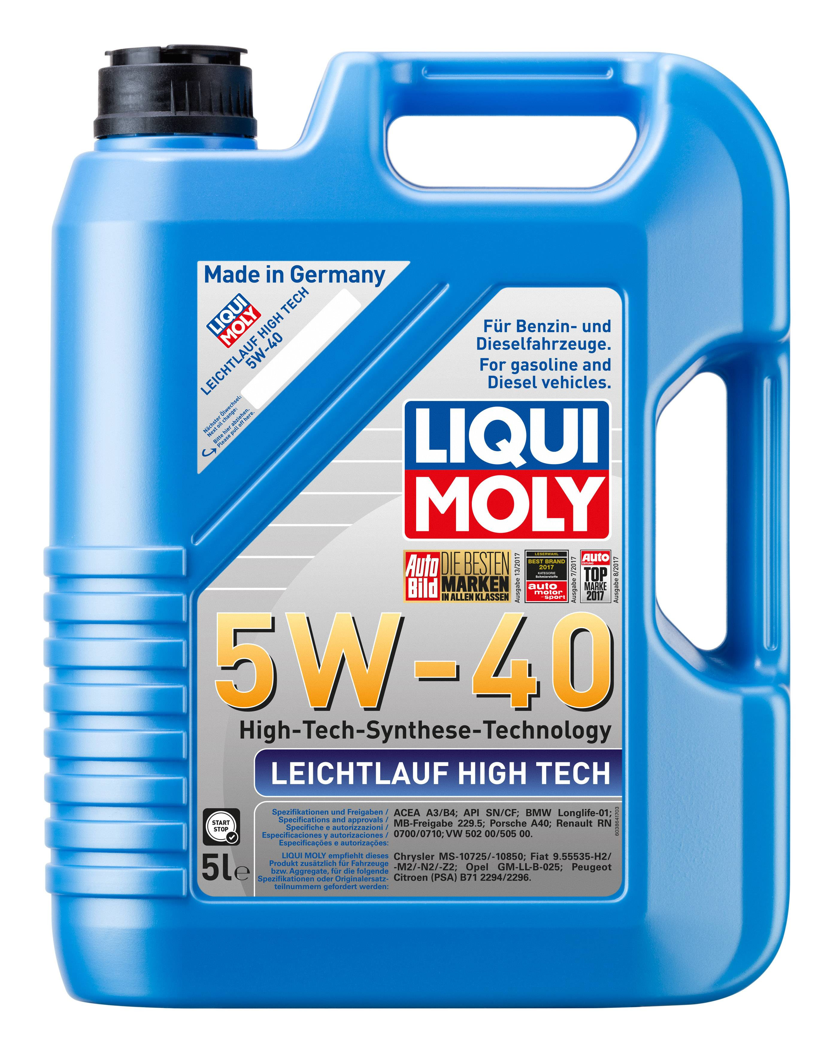 НС-синтетическое моторное масло Liqui Moly Leichtlauf High Tech 5W-40 5л