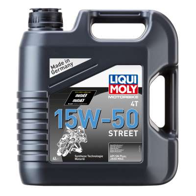 НС-синтетическое моторное масло для 4-тактных мотоциклов Liqui Moly Motorbike 4T Street 15W-50 4л